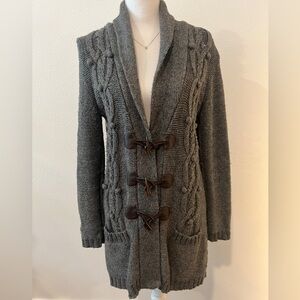 Gray Cable Knit Toggle Sweater